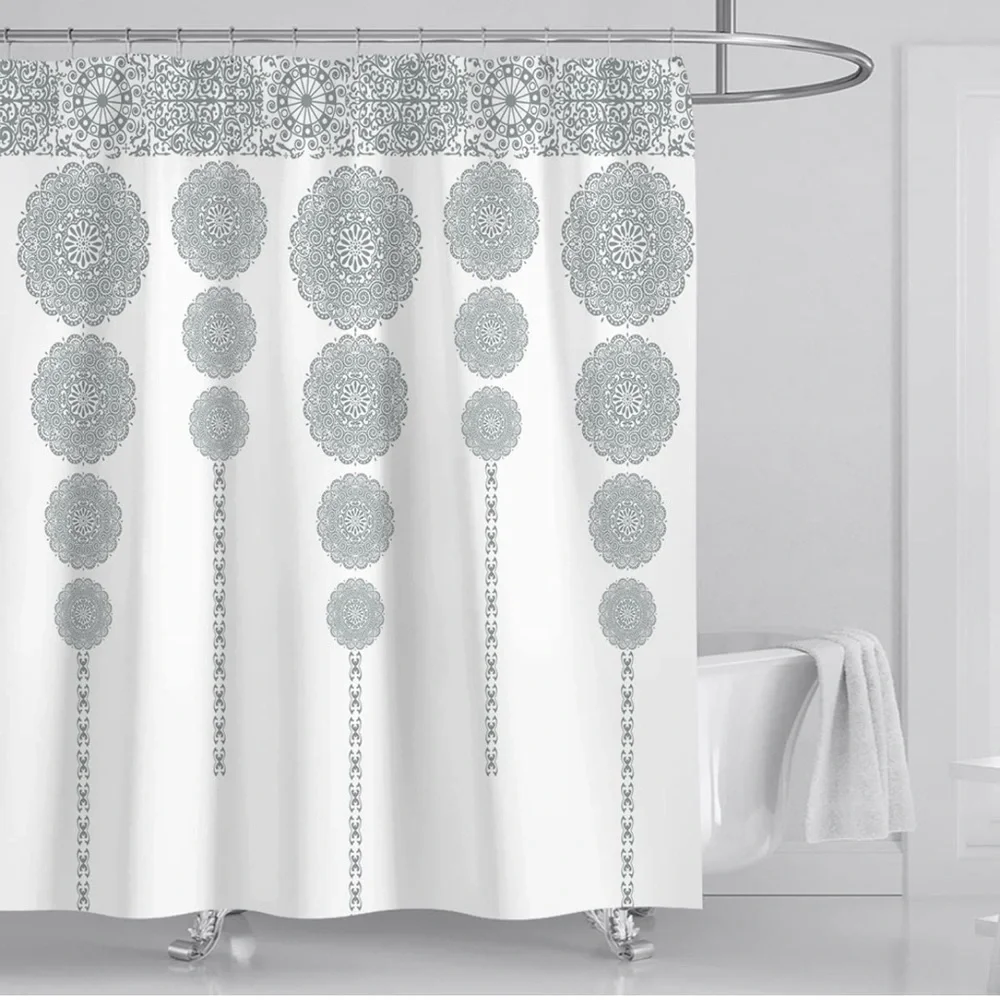 Shower Curtain - Set with 12 Hooks 72 x 72 Inches (Bohemian)